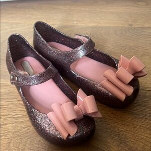 Mini Melissa Glittery Pink Kids Shoes with Bow